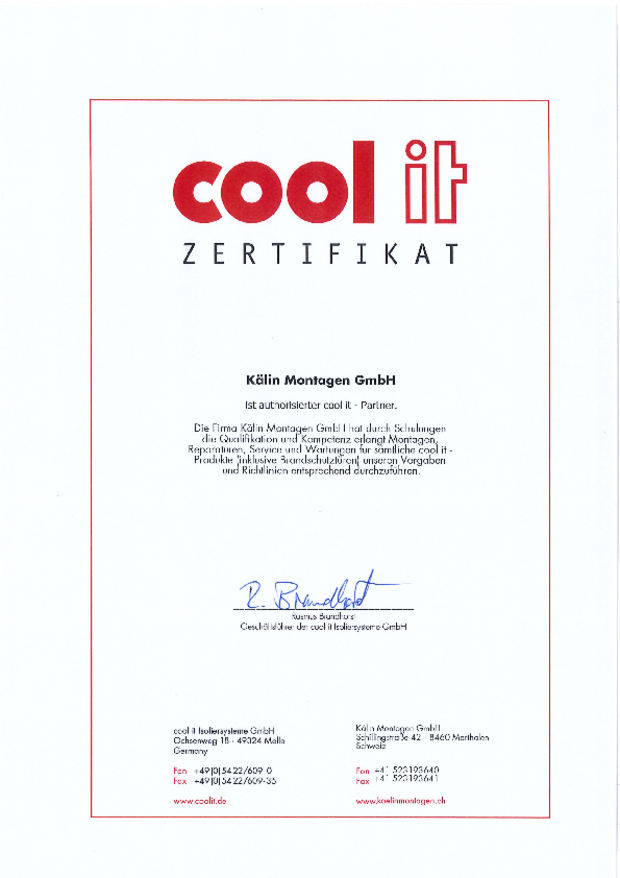 Zertifikat Coolit